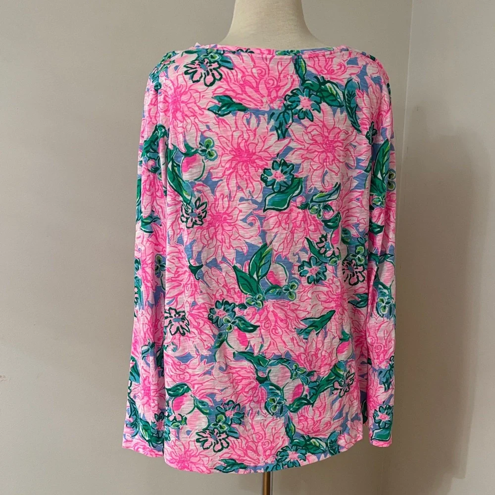 Lilly Pulitzer Etta Long Sleeve Top Blossom Pink Try Your Zest XL - Picture 3 of 5